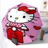 1pc Hello Kitty Heart Print Umbrella - Automatic Open/Closed, Portable Folding Design, 8-Rib Iron Frame, Outdoor, Ideal Gift for Fans, Travelers, Dail