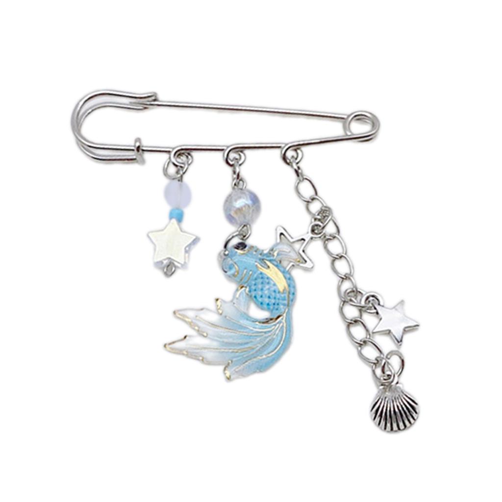Fish Star Shells Pendant Brooch Sweater Pin Fashion Clothing Pin Decorative Lapel Pin Clothes Jewelry Fashion Accessory