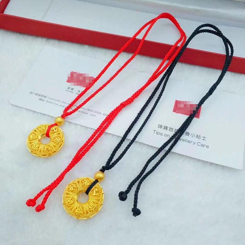 Vietnamese Gold Openwork Mantra Necklace - Handcrafted Braided Rope Chain, Ancient Style, Couples' Retro Gift.