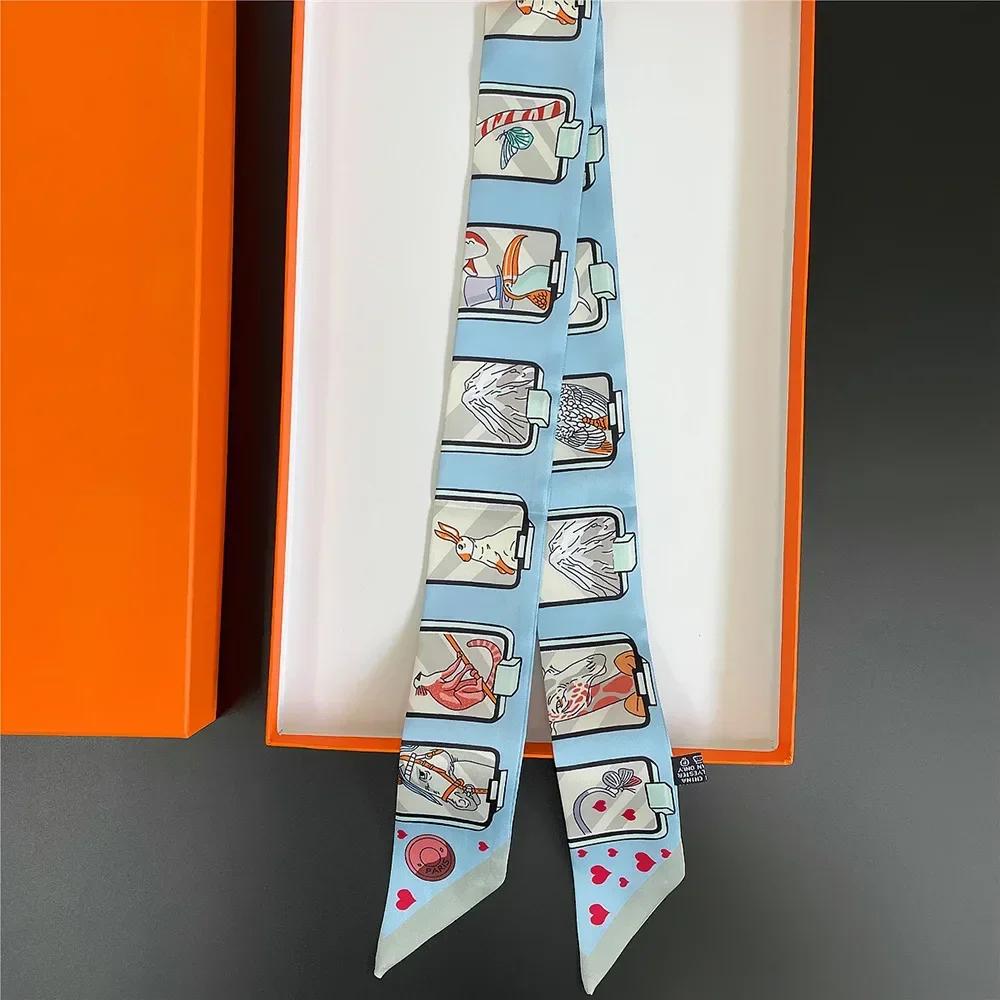 Long Lady Bag Silk Scarf Skinny Neck Hair Scarfs For Women Band Headwear Handbag Tie Ribbons  New Handle Wraps Summer