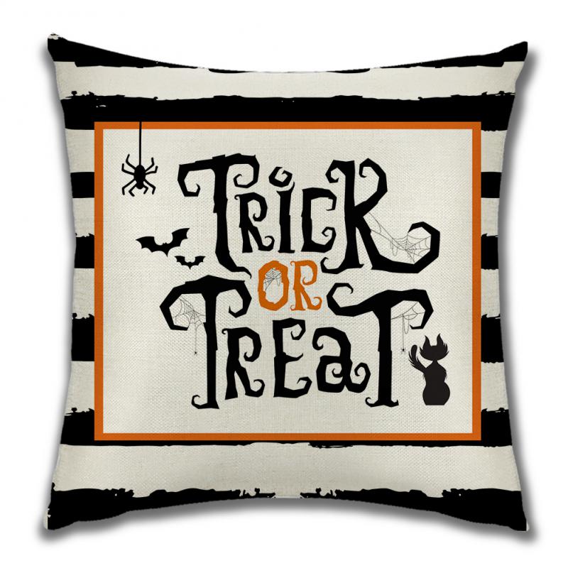45*45cm Halloween Pillow Cover Cartoon Pumpkin Skull Antasy Witch Castle Flax Sofa Cushion Cover Home Textile Rooms Decorations