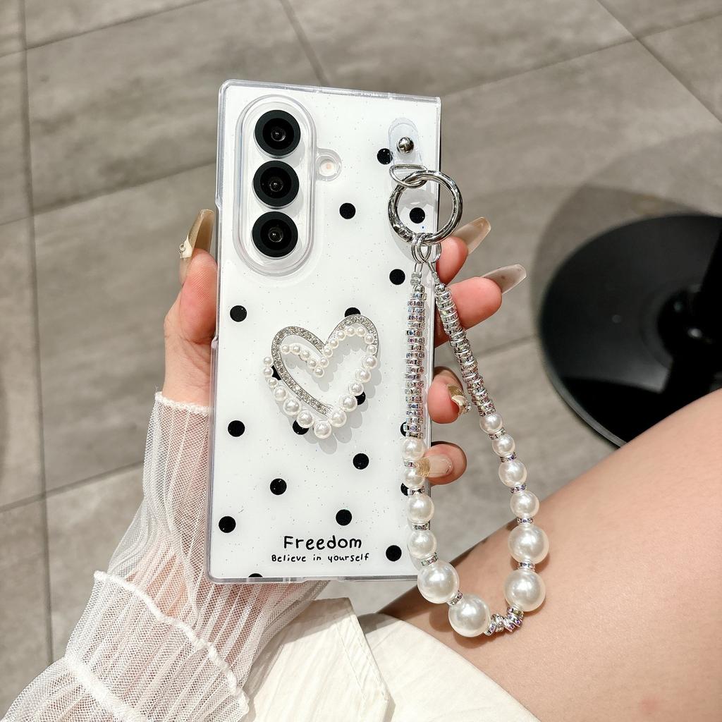 Applicable to Samsung zfold7 bow anti-drop mobile phone case zfold6 glitter polka dot zfold5 bracket protective case