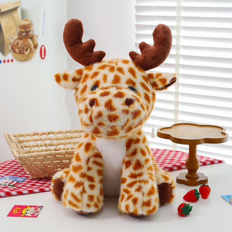 Cute Elk Doll Plush Toy Girl Birthday Gift Cartoon Sika Deer Doll Pillow Doll