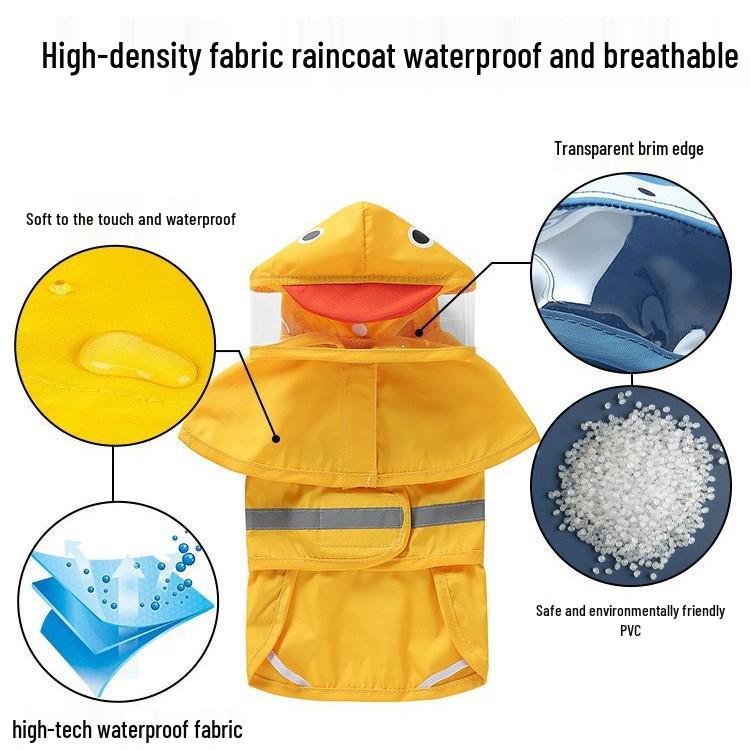 Reflective Dog Raincoat Costume: Summer Bathing Duck Design for Small Dogs