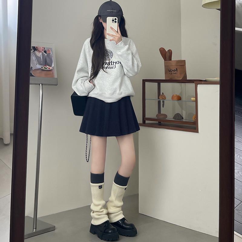 

Women s 2025 A-line White Mini Pleated Skirt - Slimming Woolen JK Style for Autumn/Winter Large темно-синий