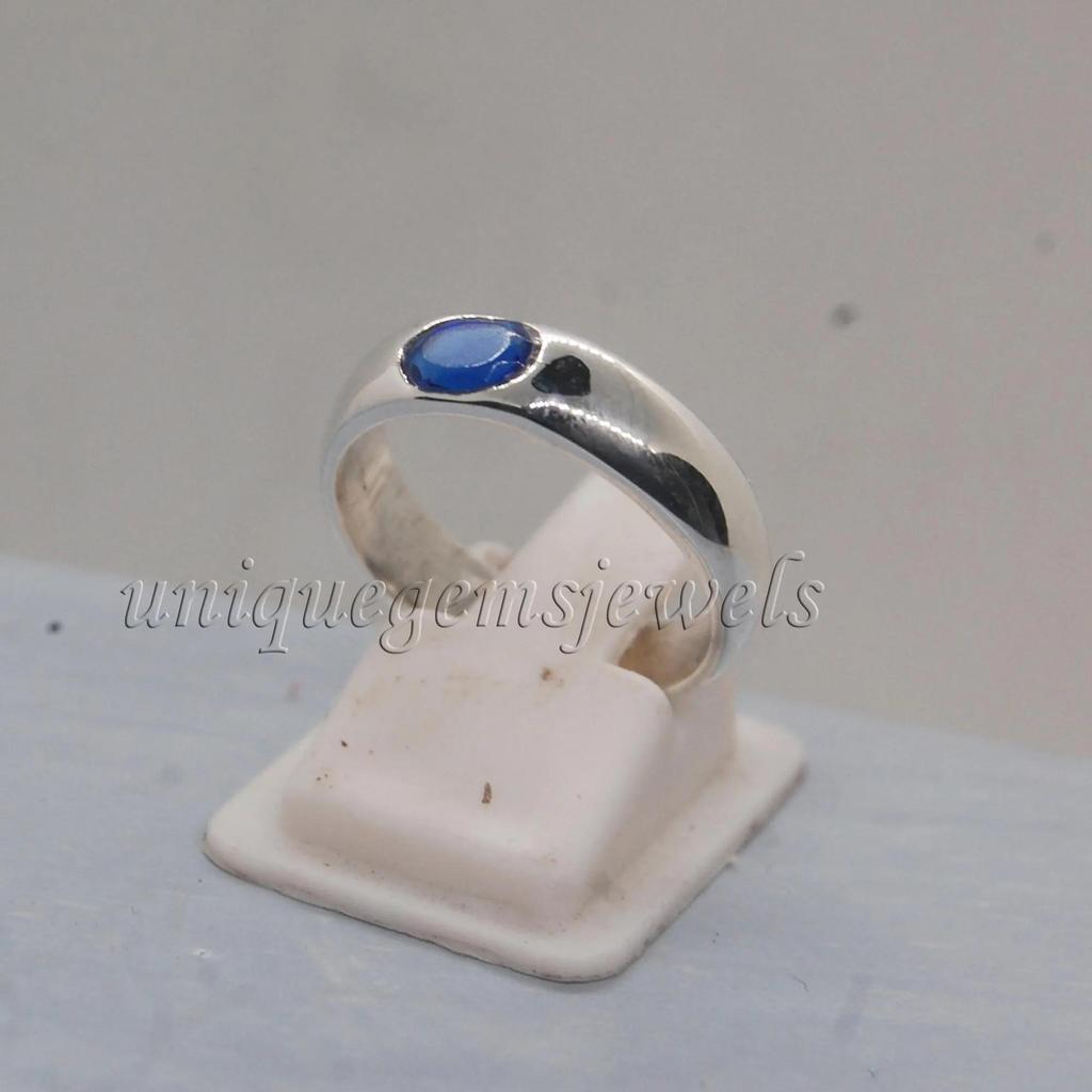 Oval Cut Blue Kunzite Gemstone 925 Sterling Silver Ring, Handmade Artisan Kunzite Band Ring Jewelry