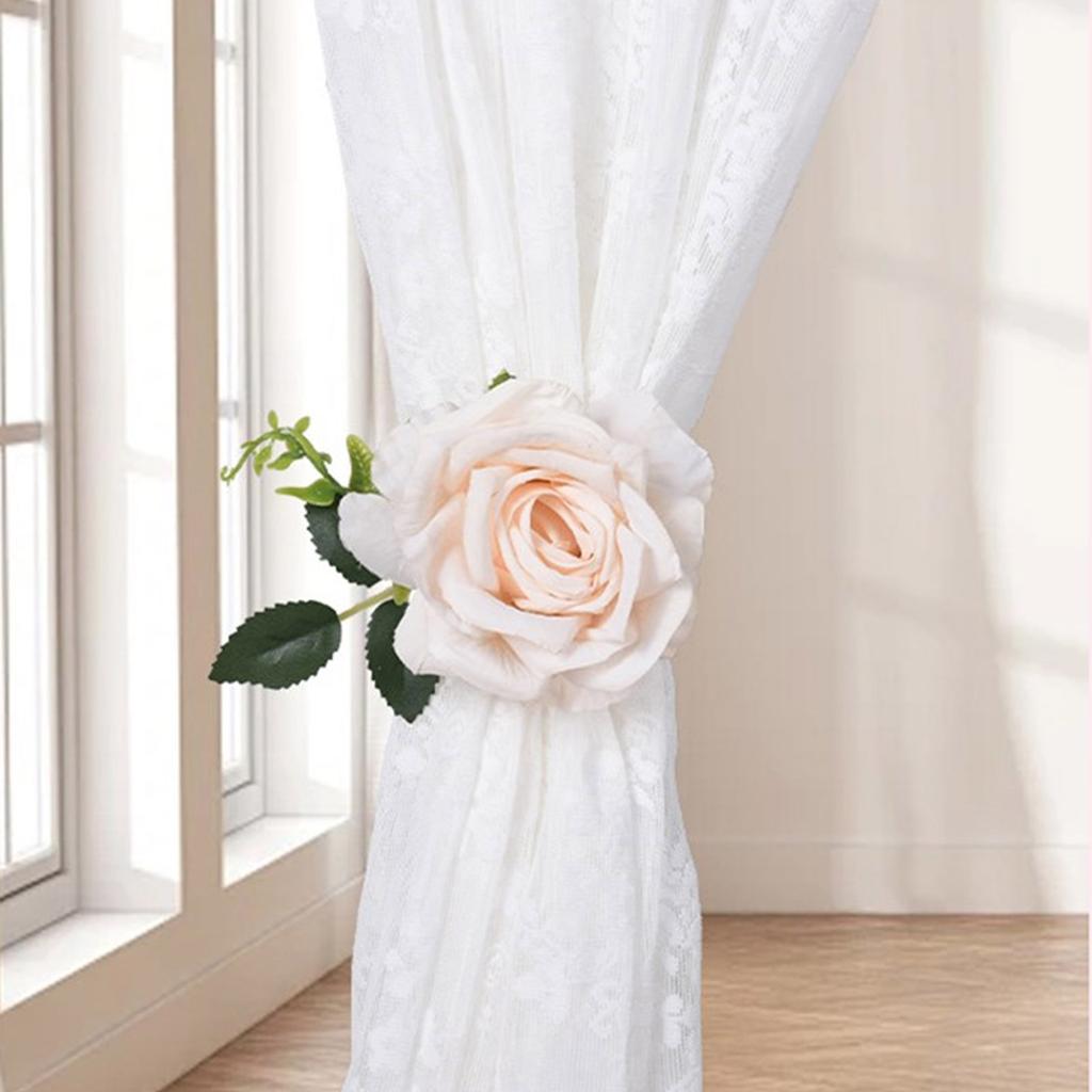 Abrazaderas de Cortina de Flores de Tela Rosa Abrazaderas Decorativas de Cuerda Retenedores de Cortina Hebilla para Ventana para Decoración de Ventana