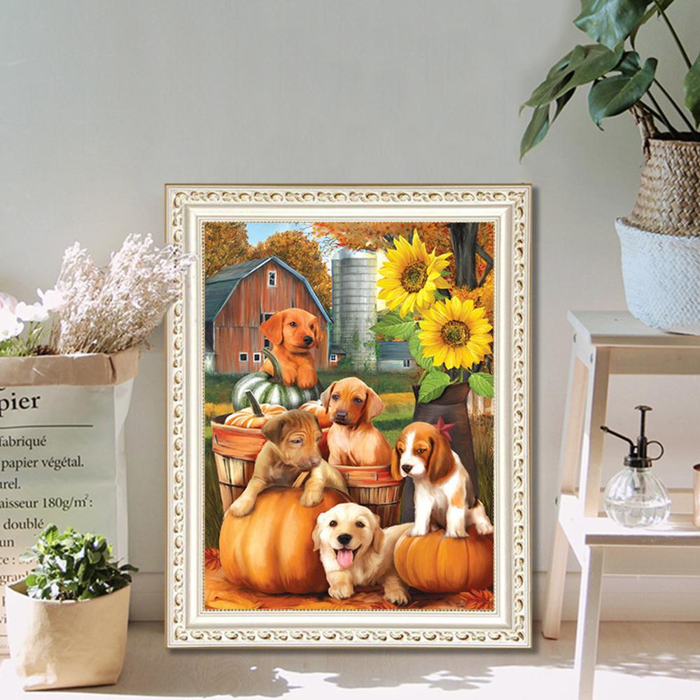 Diamond Embroidery Pumpkin Crafts Diamond Painting Halloween Cross Stitch Set Mosaic Cartoon Full Square Round Wall Art