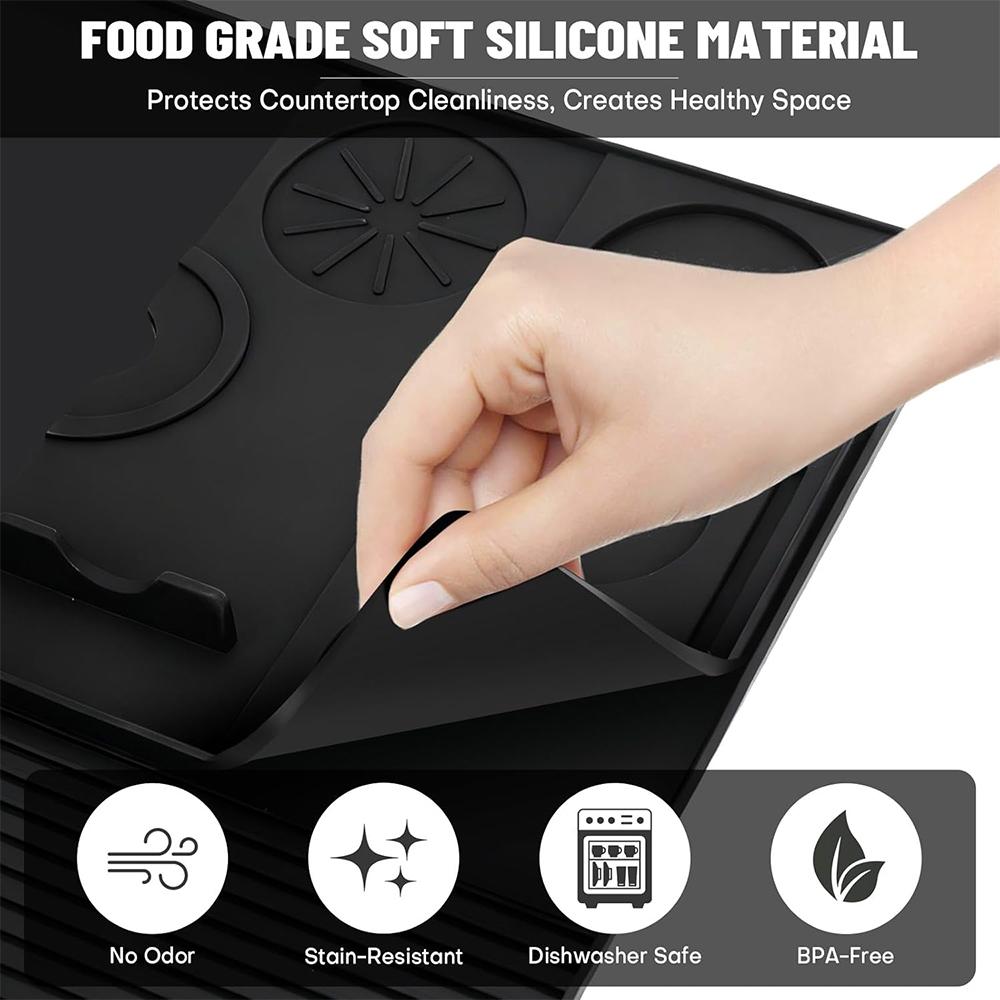 LMETJMA Silicone Coffee Mat With Detachable Tamping Mat Anti-Slip Heat-Resistant Coffee Bar Mat For Ninja Luxe Espresso Machine