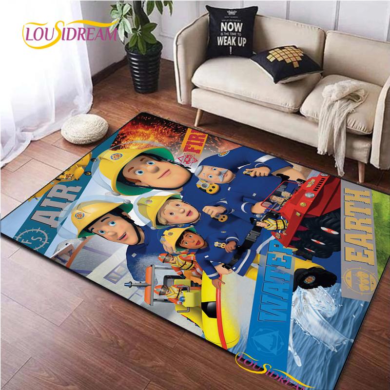 British Classic Animated Fireman Sam Carpet for Living Room Bedroom Area Rugs Kitchen Door Kids un-slip floor Mats birthday gift