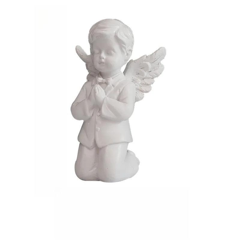 Creative Knee Leaning Cherub Resin Craft Ornament Home Angel Decoration