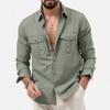 New Long-sleeved Men's Shirt with Multiple Pockets for Casual Wear