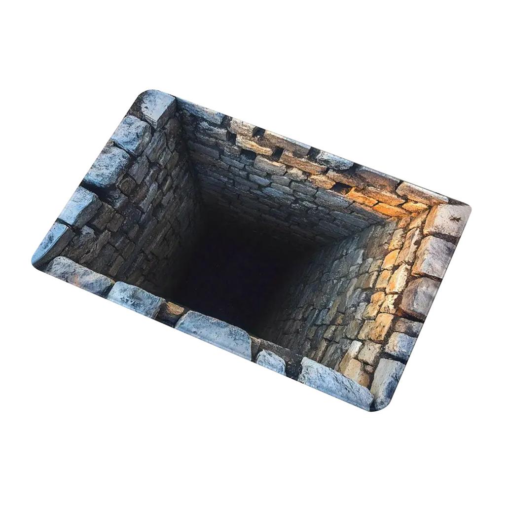 Front Door Mat Indoor Outdoor Entrance, 3D Optical All-Weather Doormat, Optical Rug Ground Crack Rug 3D Rugs, Easy Clean Patio Porch