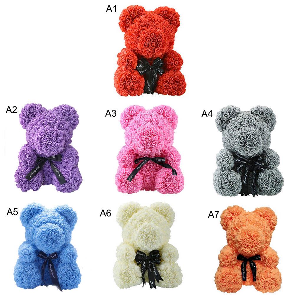 Rose Flower Bear Artificial Rose Flower Hugging Bear for Valentines Day Wedding Mothers Day