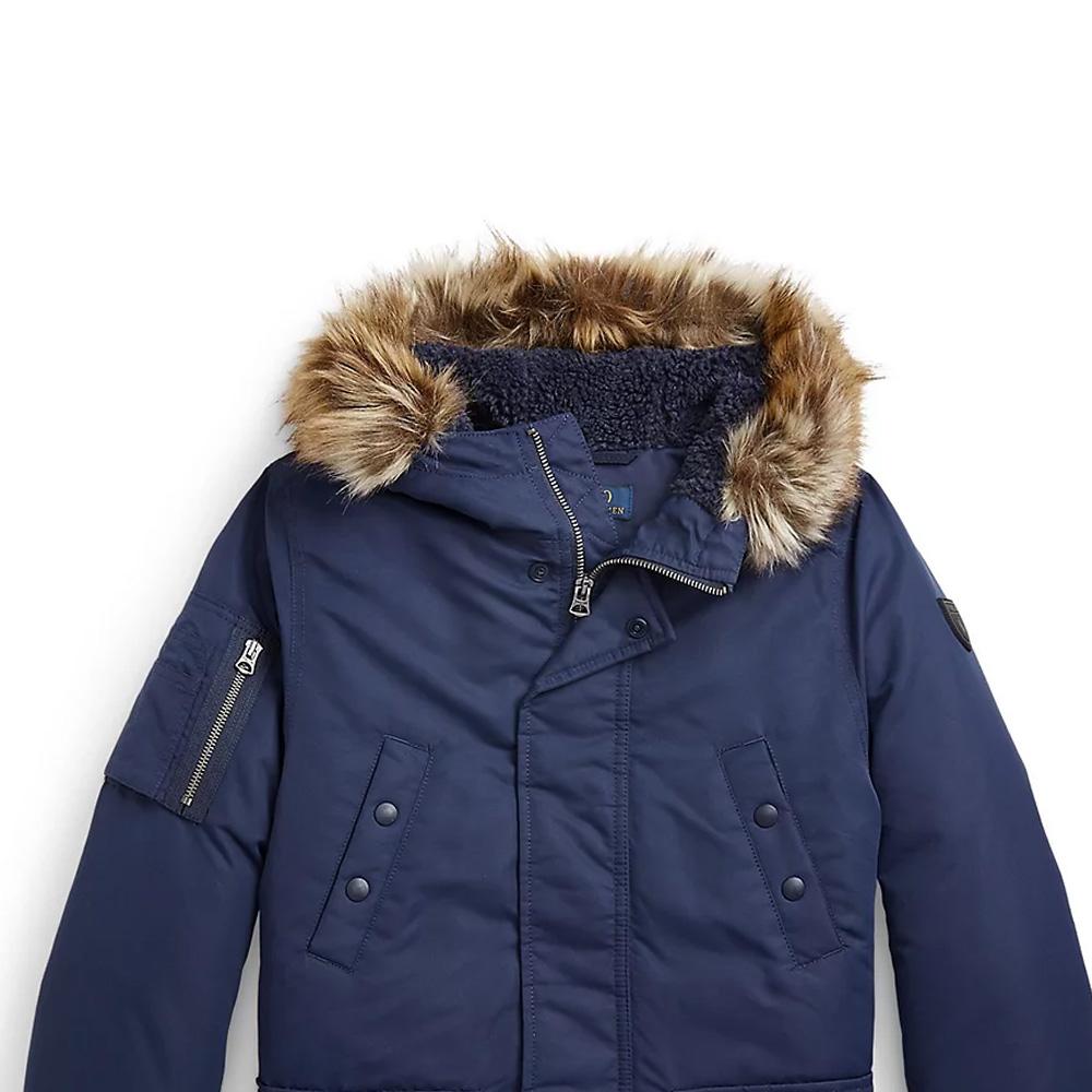 Polo Ralph Lauren Solid Color Hooded Padded Zip Jacket Kids Jackets Navy-Blue 323880398001