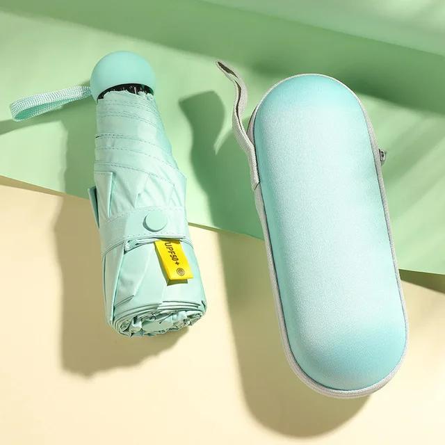 

Мини-зонт от солнца, небольшой карманный дождевик, дорожный зонт, виниловый складной зонт, защита от ультрафиолета, козырек от солнца, карманный зонтик, капсула светло-зеленый