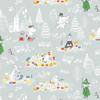 Moomin Double Gauze Fitted Sheet for Made In Mini Double Misty Gray Babies, Japan, Size, Gauze, (60x90cm)