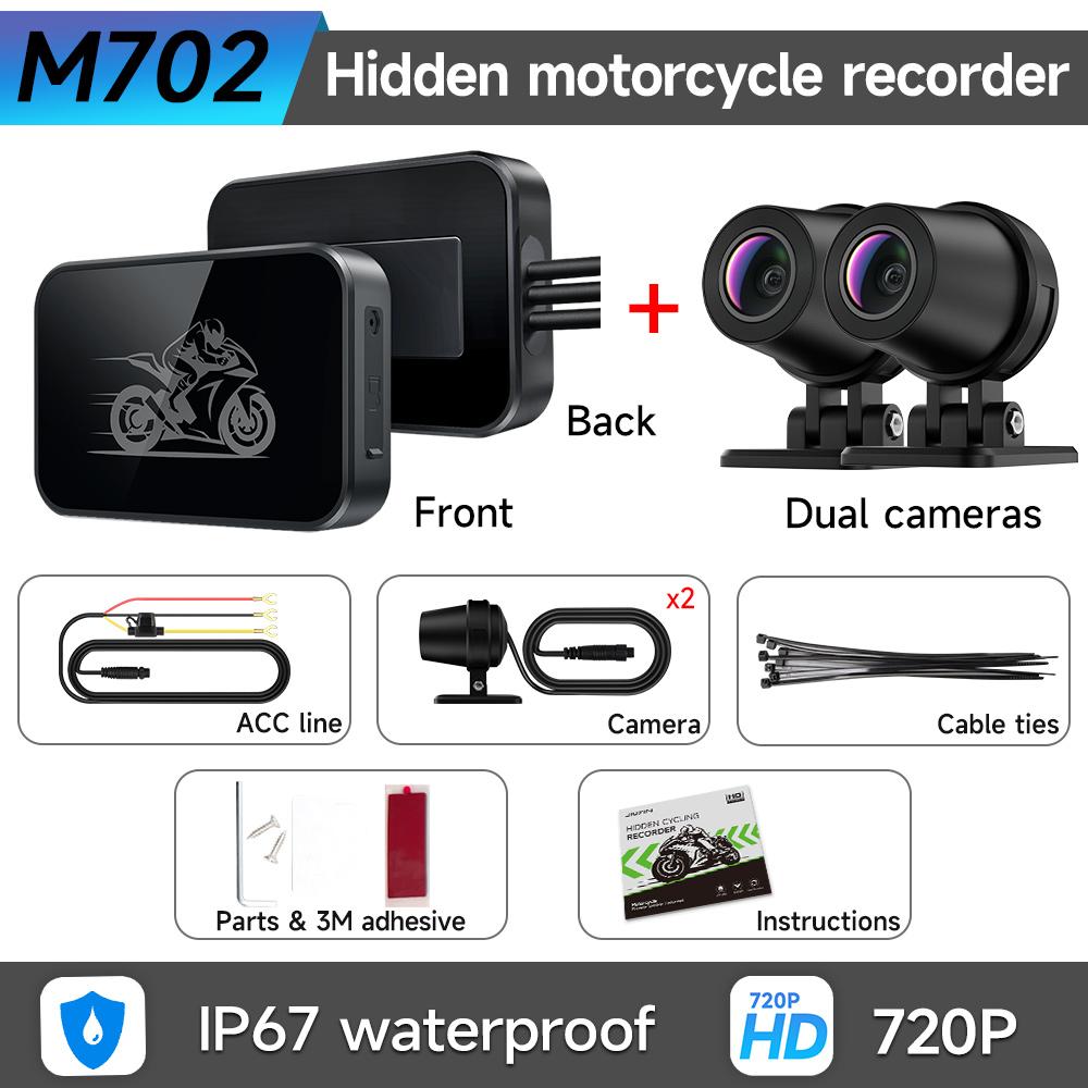 

JIUYIN Dual DVR Motorcycle Dash Cam WiFi Smart Connect 1080P/720P Front Rear View Waterproof Action Camera Recorder for Bikes None