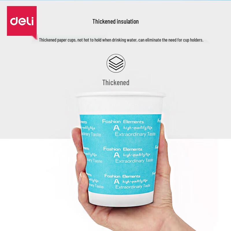 Deli 250ml Disposable Paper Cups, 100 Count