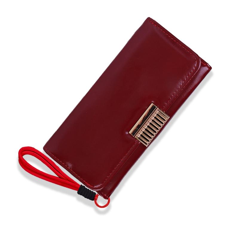 

Женский кошелек-клатч из ПУ трифолд однотонный большой вместимости - корейский стиль красный