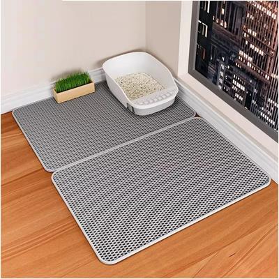 Cat Litter Mat Double Layer Pet Non Slip Big Pet Litter Box Filter MatWear Resistant Waterproof Cat Litter Mats Pet Rug Anti Splash Sand Leakage Mat