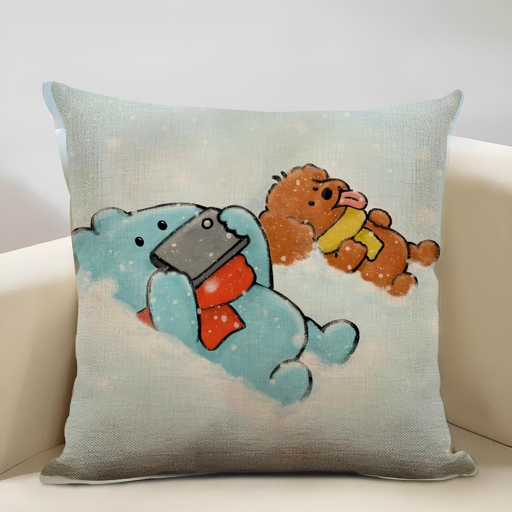 Puppy Life Cushion Cover Household Decoration Linen Sofa Cushion Cover: Skin-Friendly & Breathable With Invisible Zipper