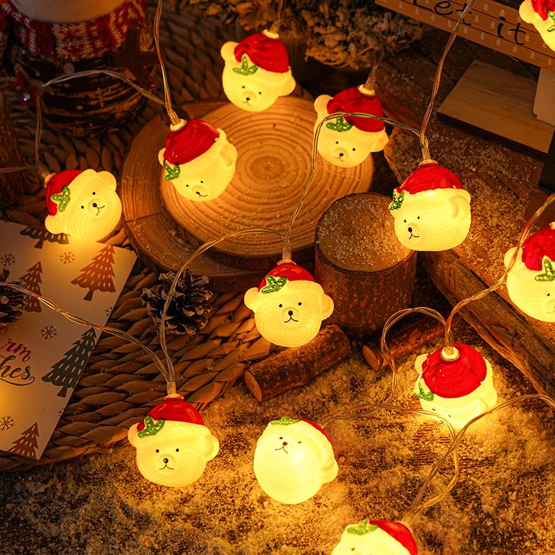 Christmas LED Santa & Snowman Head String Lights - Festive Glitter Decoration