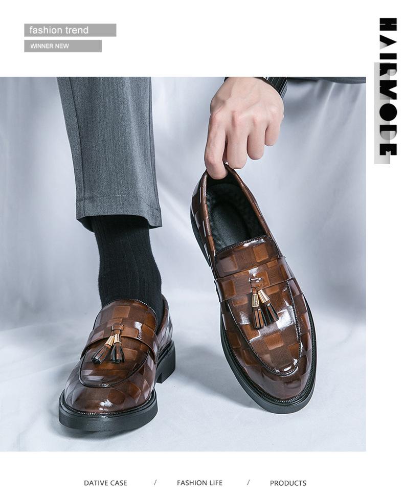 

2025 Новые Блок Повседневные Кожаные Туфли Мужские Удобные и Дышащие Лоферы с Кисточками на Одном Педале Мужская Обувь 46