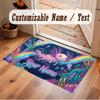 Underwater Fish Theme Soft Crystal Velvet Rug Custom Name & Text Print Non Slip Floor Rug for Bedroom Living Room