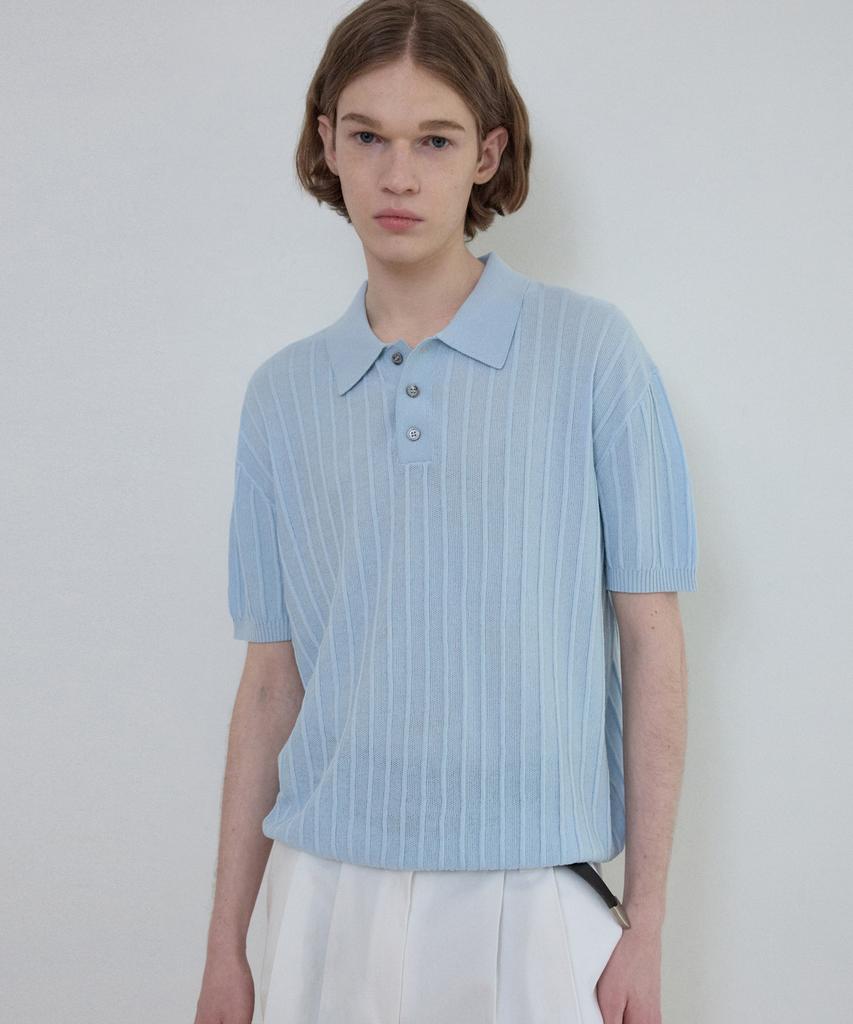 Wednesday Oasis Cool Washable Collar Half Symbol Knit_Light Blue(Wc25-Kn21)