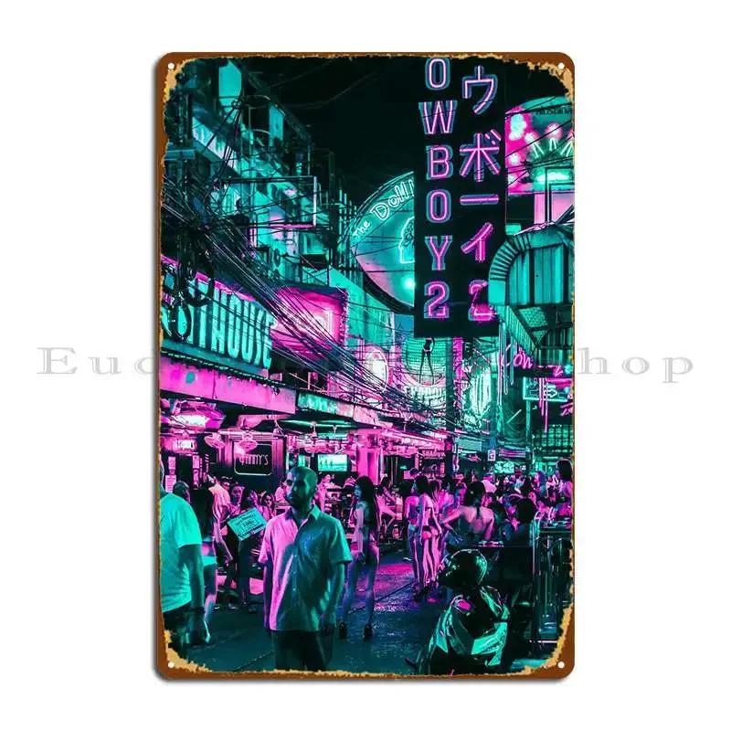 Thailand Night City Metal Sign Garage Funny Decoration Printed Cinema Tin Sign Poster 20x30cm(7.8x11.8inch)