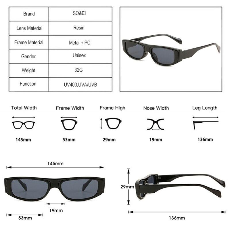 SO&EI Retro Small Square Metal Decoration Sunglasses Women Fashion Green Pink Trending Men Cat Eye Sun Glasses Shades UV400