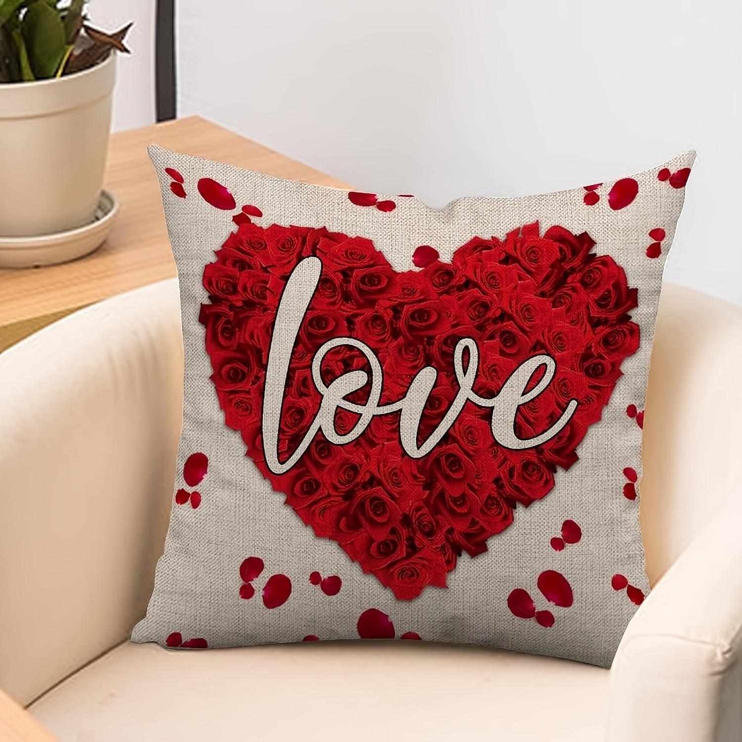 

1Pc Modern Rose Heart Pillowcase, Machine Wash, Zipper Closed, Single Side 40x40cm/16x16inch