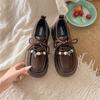Thick Heel Loafers Lace-up Women's Shoes 2025 New Autumn British Style Small Leather Shoes Fashion Leather Shoes Versatile Casual Shoes