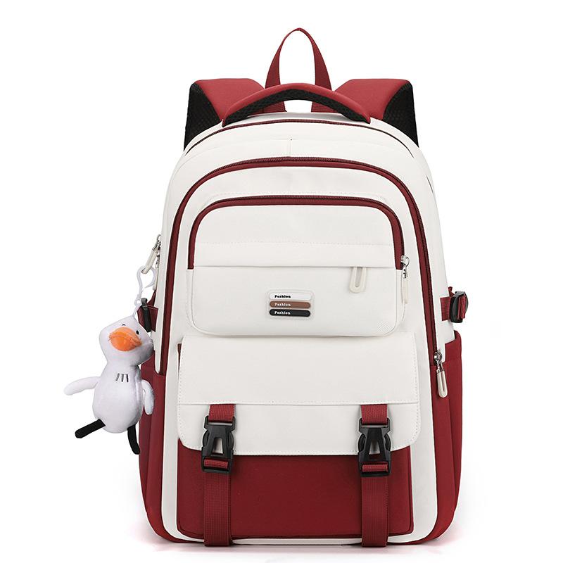 School bag Female primary school students grade 3 to 6 large-capacity backpack Strong and durable Middle school student contrasting color backpack