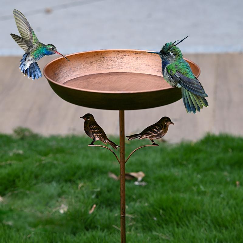 Bird Bath Feeder Bowl 5-Pronged Base Metal Bird Feeder Freestanding Birdbath for Yard Patio Outdoors Garden Iron Pedestal Stake