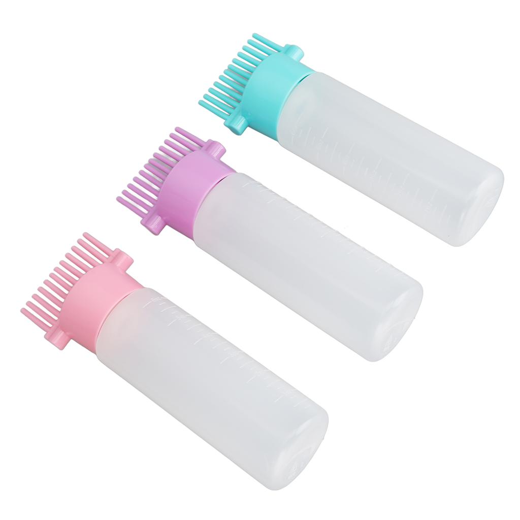 3pcs Root Comb Applicator Bottle for Hair Dye Graduated Scale Squeeze Hair Oil Applicator Brush 6 Oz