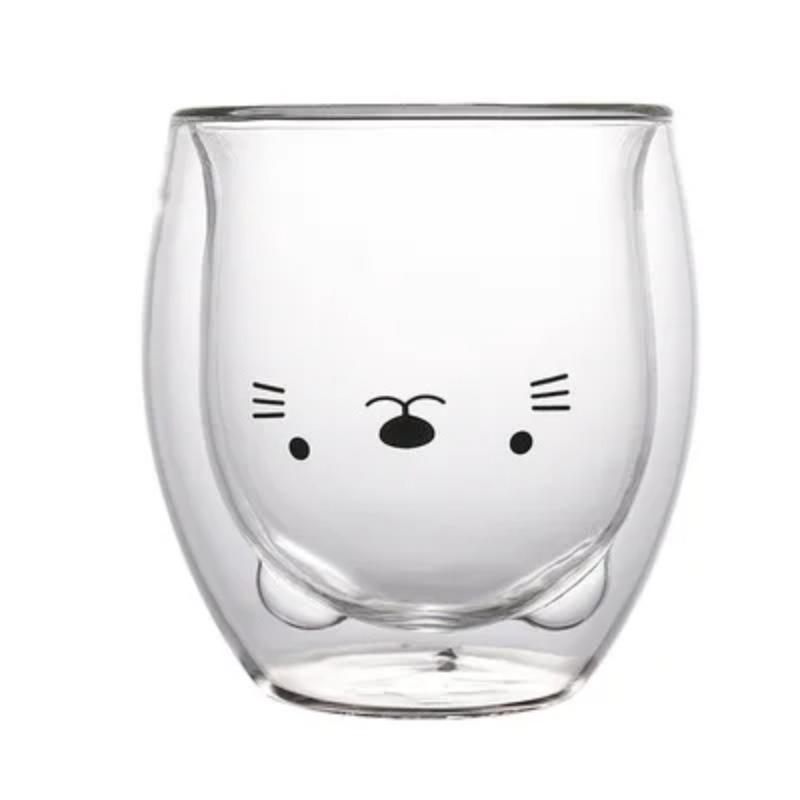 320ML Creative Cute Bear Coffee Mug  with Straw Transparent Cup Beer Milk Coffee Water Cups Wholesale Glass Drinkware Mug Set