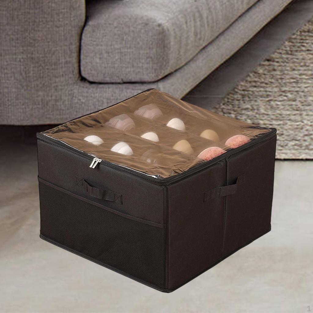 Foldable Portable Shoe Organizer Box with Handles And Clear Lid for Flats, Sneakers, Sandals, Closet