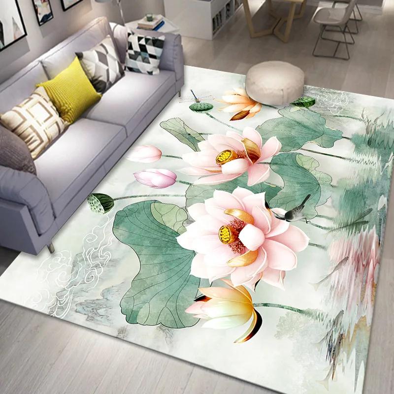 Peacock 3D Printing Carpet Living Room Coffee Table Floor Mat Bedroom Bedside Mats Corridor Anti-slip Decorative Rug Floor Mat