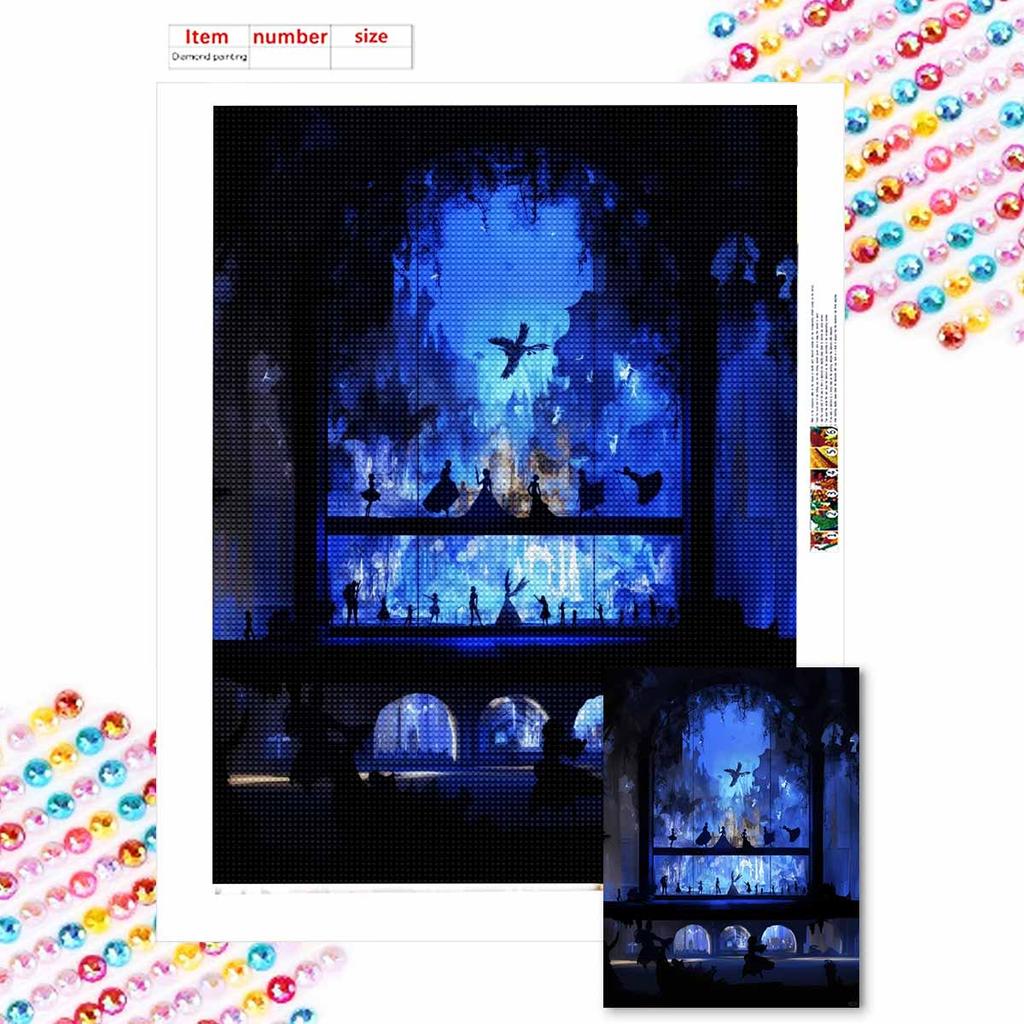 Diamond Mosaic Colorful Diamond Painting The Performance of The Princesses Full Round Embroidery Cartoon Creative Hobbies Wall Decor