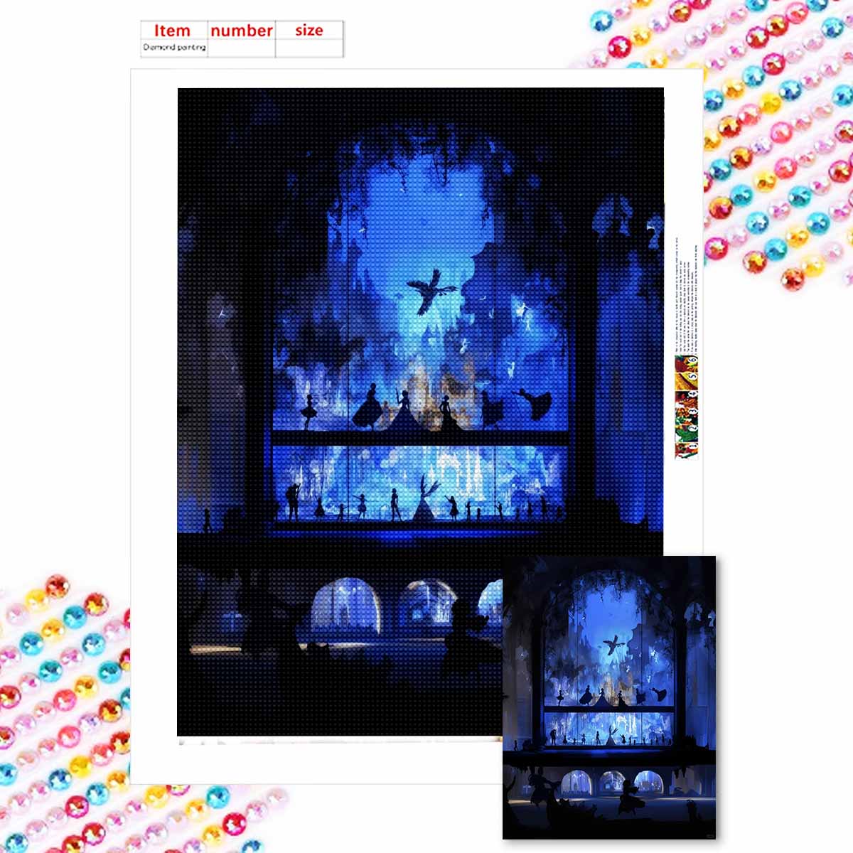 

Алмазная мозаика Красочная алмазная живопись Выступление принцесс Полная круглая вышивка Мультяшные креативные хобби Настенный декор Round 20x30cm