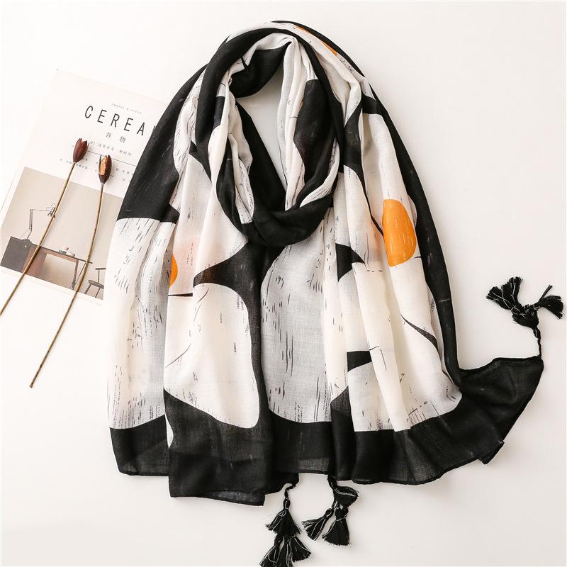 Women Luxury Brand Viscose Scarf Sexy Leopard Floral Tassel Shawl Autumn Winter Wrap Pashminas Stole Muslim Hijab Sjaal 180*90Cm