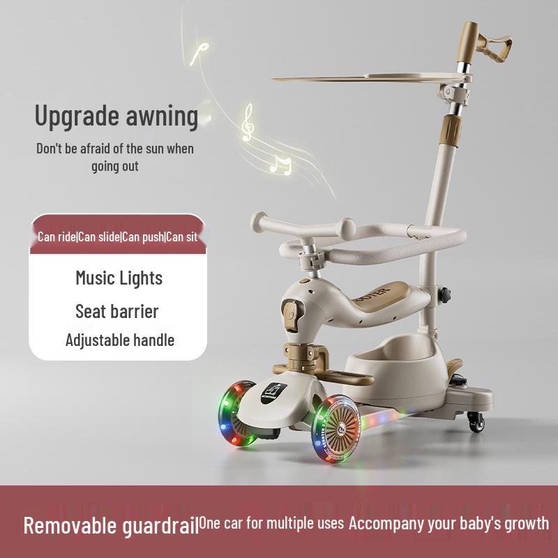 6-in-1 Children's Flashing Scooter: Push, Sit, or Pedal for Ages 1-5