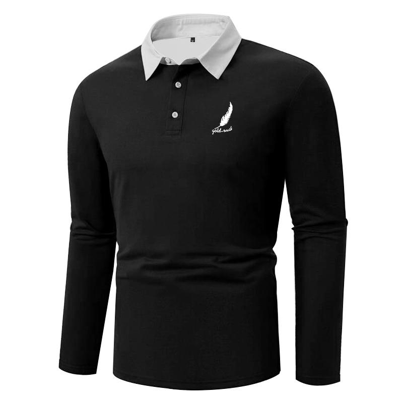 

Мужская одежда Модная повседневная рубашка поло с длинными рукавами, мужская повседневная быстросохнущая рубашка поло из полиэстера.