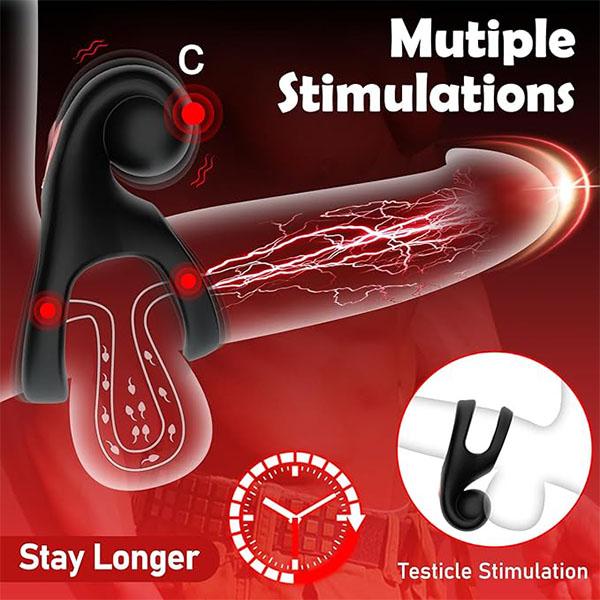 Vibrating Cock Ring with Clitoral Stimulator, Dual Penis Ring Vibrators for Longer Lasting Stronger Adult Sex Toys for Men Women Pleasure