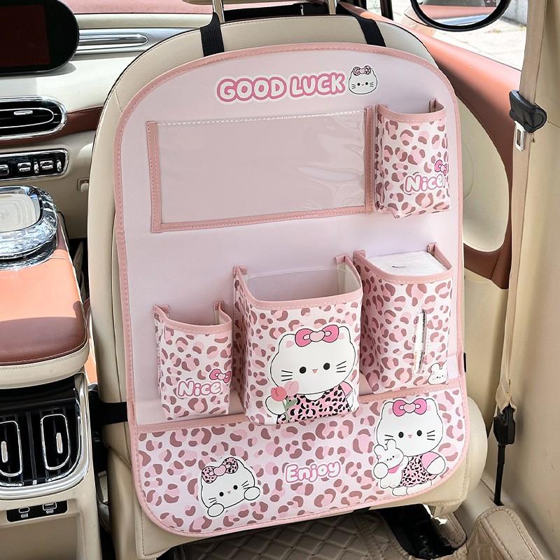 Car Backseat Organizer Hanging Storage Bag Kids Rear Seat Protection Anti-Kick Dustproof PVC Leather Multi-Function Pocket