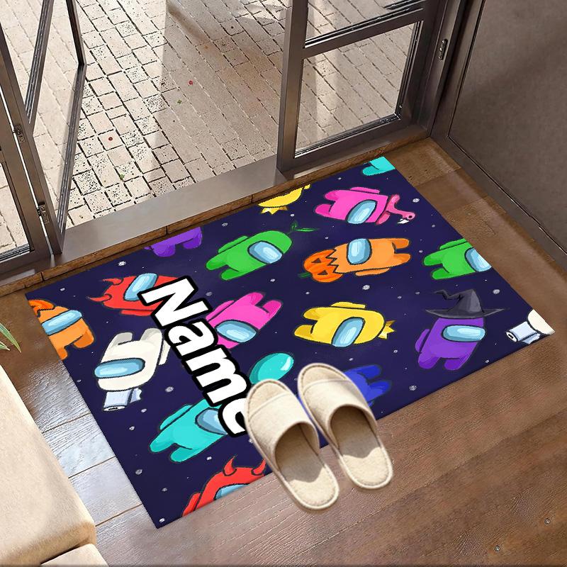 Custom Name Personalized Among Us Print Carpet, Versatile Home Decor Rug, for Playroom, Apartment, Balcony, Entryway, Hallway Gift