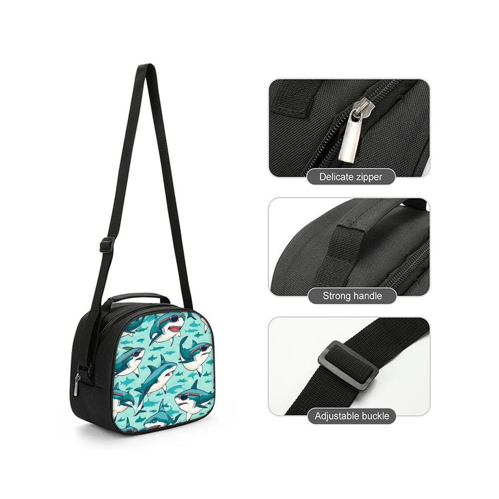 Shark Marine Print Three Piece Set Backpacks for Boy/Girls Best Gift 2D Cartoon Fashionable School Bag for Children