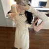 Fresh and sweet polka dot bow wear suspender dress women's summer new sunscreen clothes cardigan two-piece set